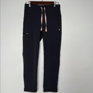 Figs Yola Skinny Scrub Pants Dark Gray Pink Drawstring XS Petite